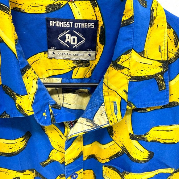 Amongst Others Banana Print Button Up Shirt Mens L - Picture 2 of 3